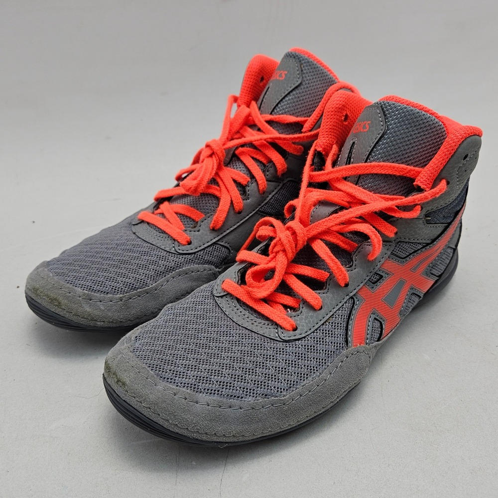Asics Matflex 6 Wrestling Shoes Grey Flash Coral 1081A021 Mens 7 Womens 8.5